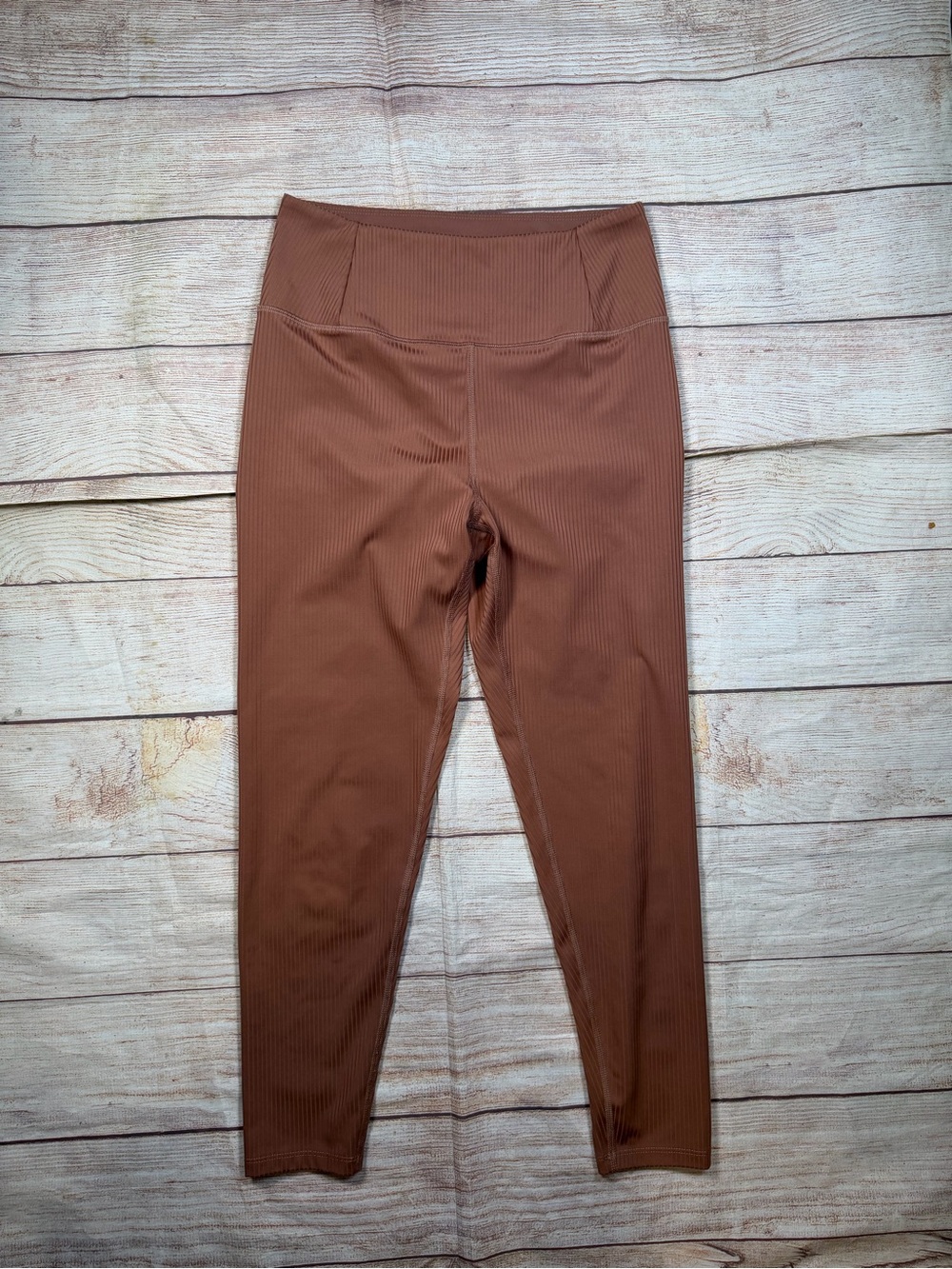 girlfriend collective Eco Sustainable Chocolate Brown Ribbed High-Waist Leggings